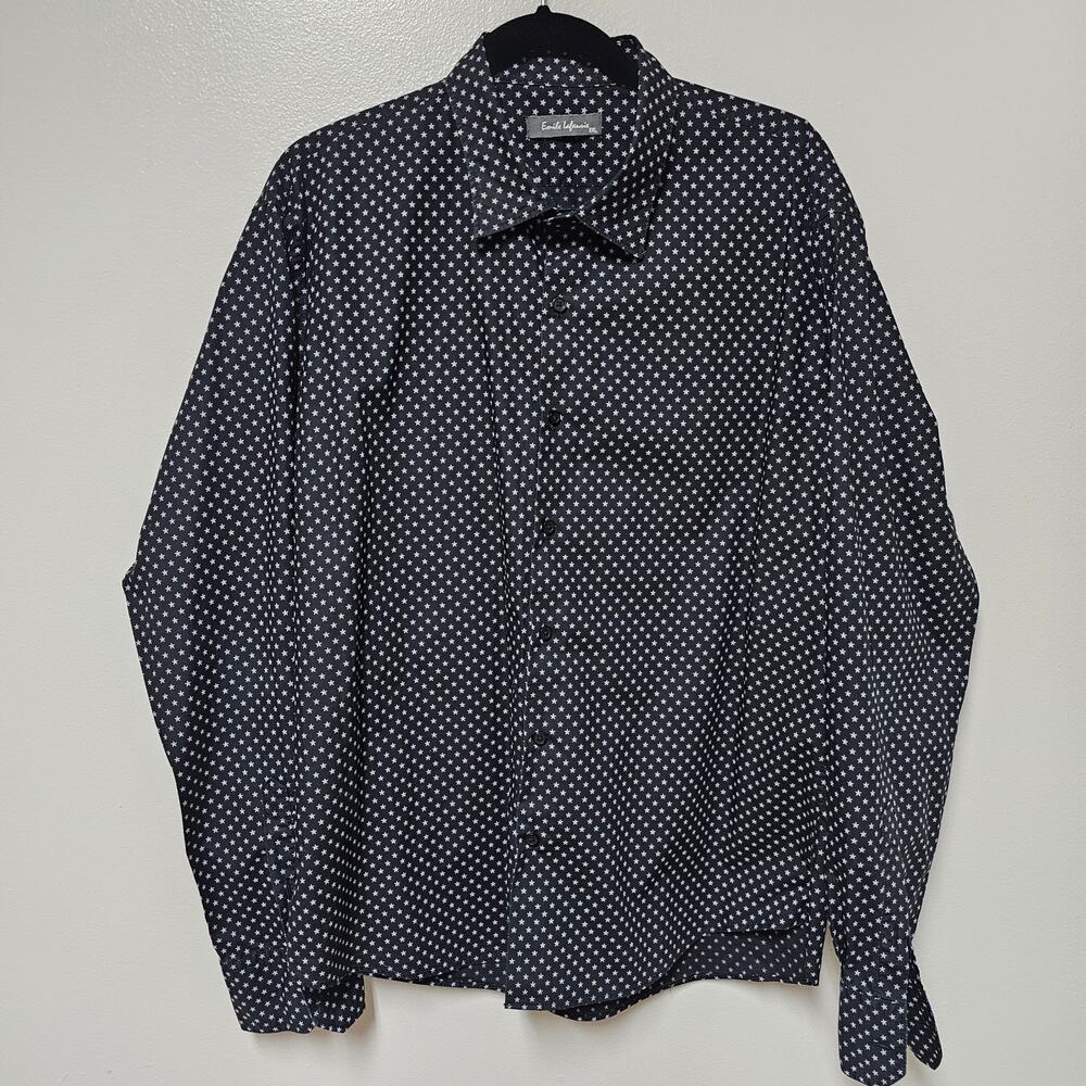 Men's Emile Lafaurie Button Down Navy Stars Shirt Size XXL